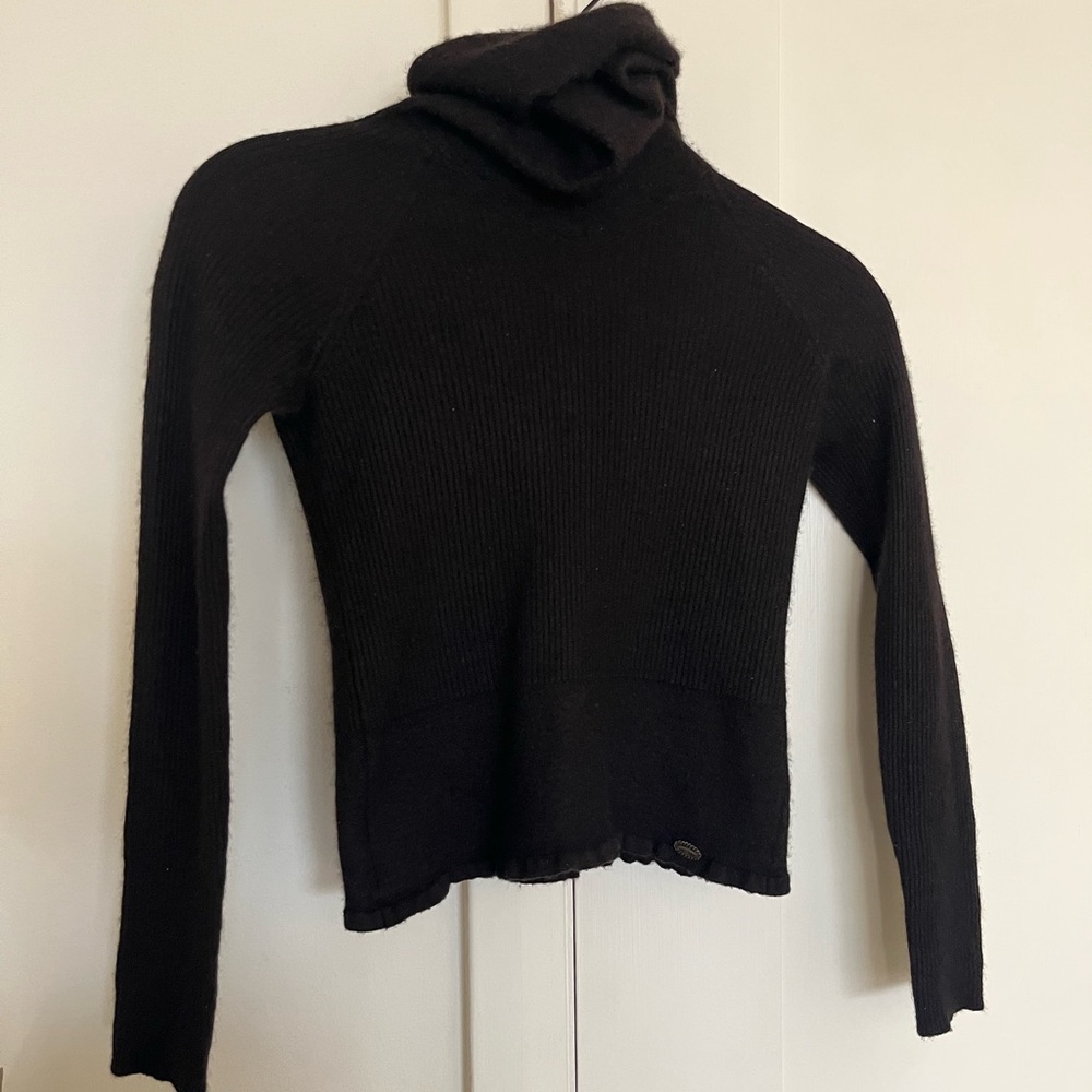 CHANEL Brown Cowl Neck Sweater with Long Sleeves and Fine Knit